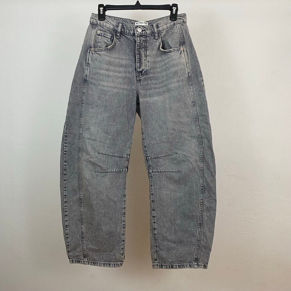 We The Free - Free People Good Luck Mid-Rise Barrel Jeans - Falcon Grey - 25